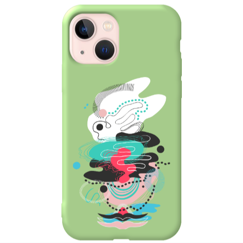 Apple iPhone 13 Abstract 50 Light Green Colored Silicone TPU Θήκη
