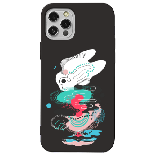 Apple iPhone 12 Pro Abstract 50 Black Colored Silicone TPU Θήκη