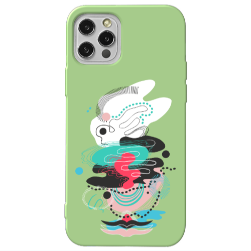 Apple iPhone 12 Pro Abstract 50 Light Green Colored Silicone TPU Θήκη