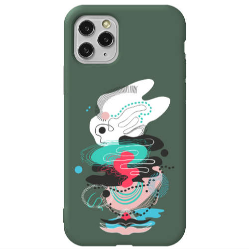 Apple iPhone 11 Pro Max Abstract 50 Dark Green Colored Silicone TPU Θήκη