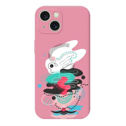 Apple iPhone 15 Plus Abstract 50 Pink Colored Silicone TPU Θήκη