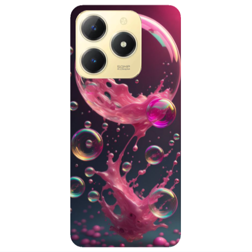 Realme C61 Pink balloon Transparent Silicone TPU Θήκη