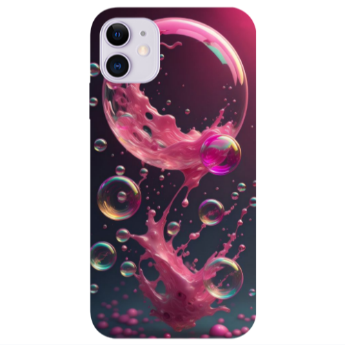 Apple iPhone 11  Pink balloon Transparent Silicone TPU Θήκη