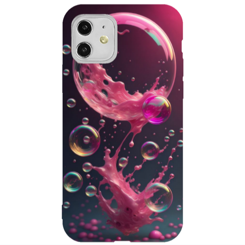 Apple iPhone 11  Pink balloon Dark Green Colored Silicone TPU Θήκη