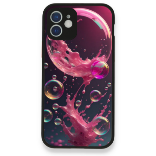 Apple iPhone 12 Pink balloon Black Glossy Θήκη