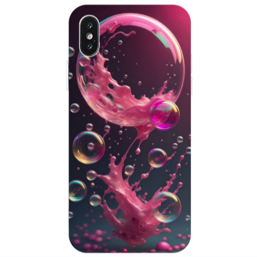 Apple iPhone X Pink balloon Transparent Silicone TPU Θήκη
