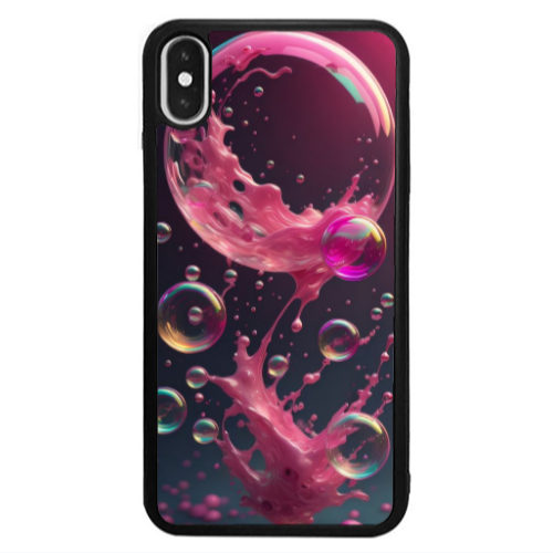 Apple iPhone X Pink balloon Black Glossy Θήκη
