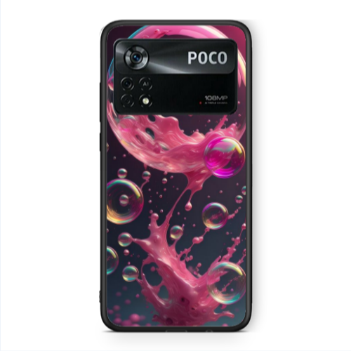 Xiaomi Poco X4 Pro Pink balloon Black Glossy Θήκη
