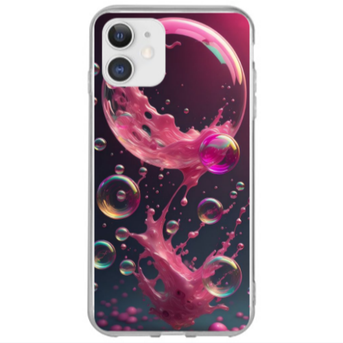 Apple iPhone 12 Mini Pink balloon Transparent Silicone TPU Θήκη