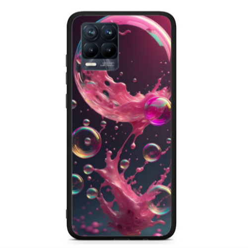 Realme 8  Pink balloon Black Glossy Θήκη