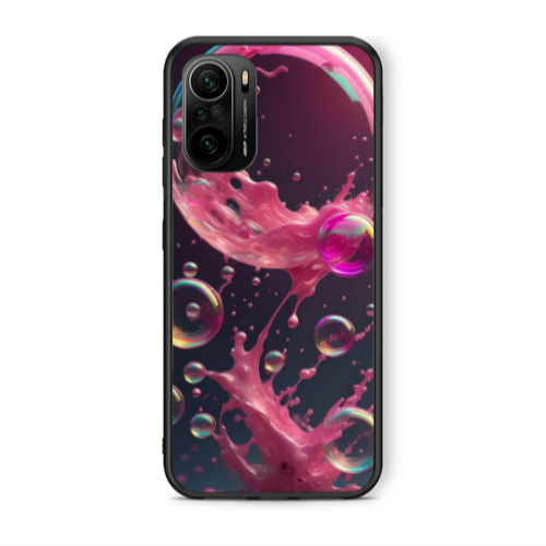 Xiaomi Poco F3 Pink balloon Black Glossy Θήκη