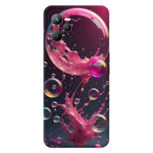 Realme C35 Pink balloon Transparent Silicone TPU Θήκη