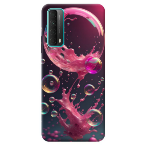 Huawei P Smart 2021 Pink balloon Transparent Silicone TPU Θήκη
