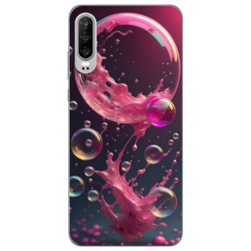 Huawei P30 Pink balloon Transparent Silicone TPU Θήκη