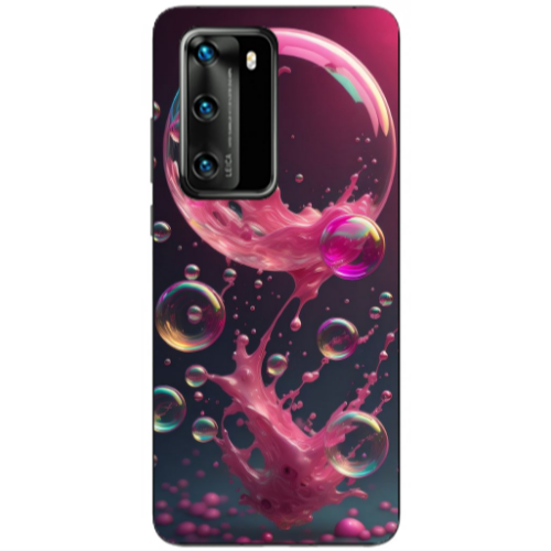 Huawei P40 Pink balloon Transparent Silicone TPU Θήκη