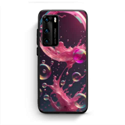 Huawei P40 Pink balloon Black Glossy Θήκη