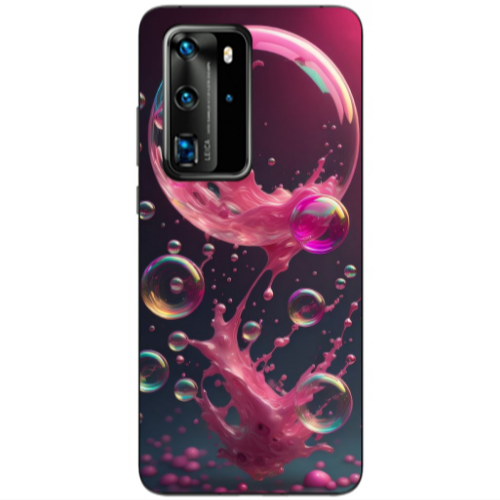 Huawei P40 Pro Pink balloon Transparent Silicone TPU Θήκη