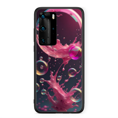 Huawei P40 Pro Pink balloon Black Glossy Θήκη
