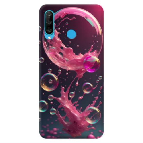 Huawei P30 Lite Pink balloon Transparent Silicone TPU Θήκη