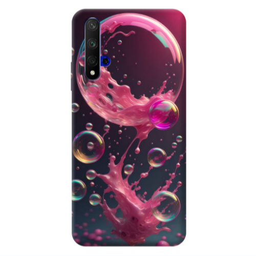 Huawei Nova 5 T Pink balloon Transparent Silicone TPU Θήκη