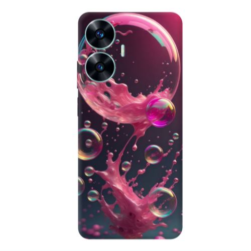 Realme C55 Pink balloon Transparent Silicone TPU Θήκη