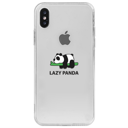 Apple iPhone X Lazy panda Transparent Silicone TPU Θήκη