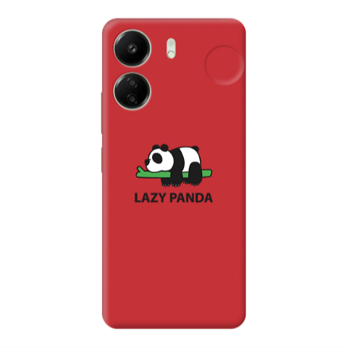 Xiaomi Redmi 13C Lazy panda Red Colored Silicone TPU Θήκη