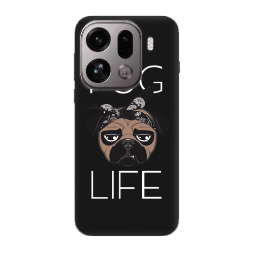 Oppo Find X9 Pro Pug Life Black Colored Silicone TPU Θήκη