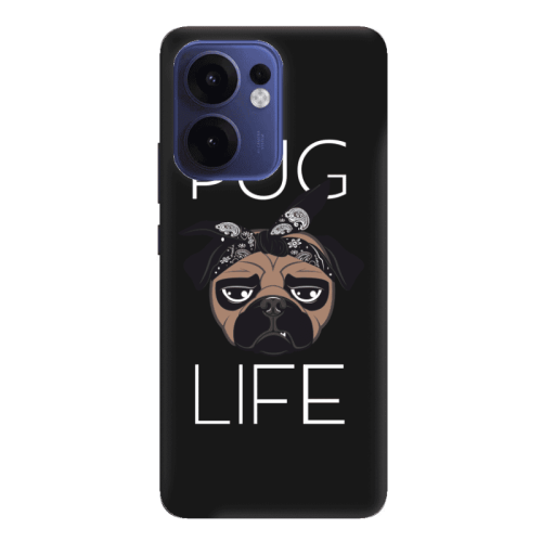 Oppo Reno 13 F Pug Life Black Colored Silicone TPU Θήκη
