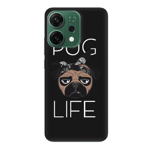 Oppo RENO 14 Pug Life Black Colored Silicone TPU Θήκη