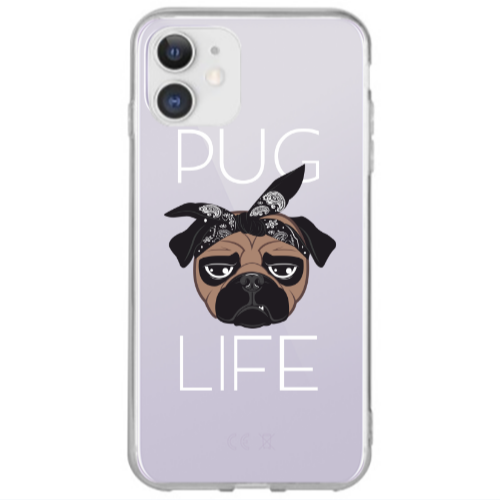 Apple iPhone 12 Pug Life Transparent Silicone TPU Θήκη