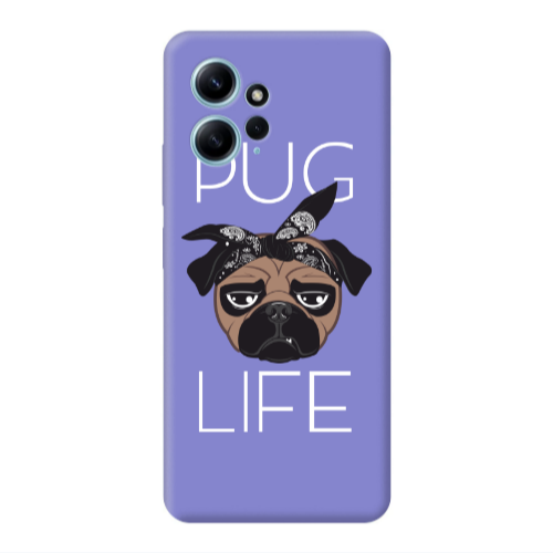 Xiaomi Redmi Note 12 4G Pug Life Purple Colored Silicone TPU Θήκη
