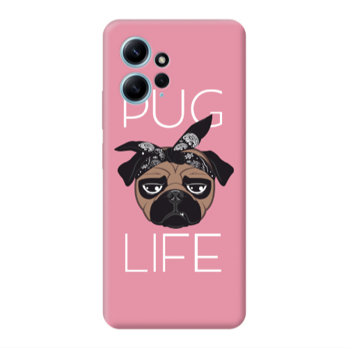 Xiaomi Redmi Note 12 4G Pug Life Pink Colored Silicone TPU Θήκη