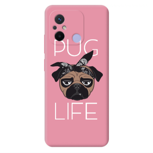 Xiaomi Redmi 12C Pug Life Pink Colored Silicone TPU Θήκη