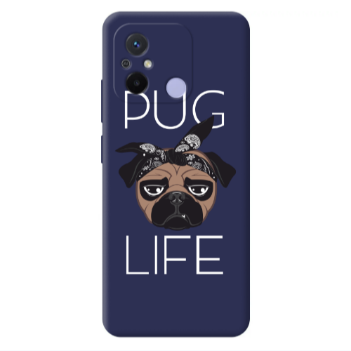Xiaomi Redmi 12C Pug Life Dark blue Colored Silicone TPU Θήκη