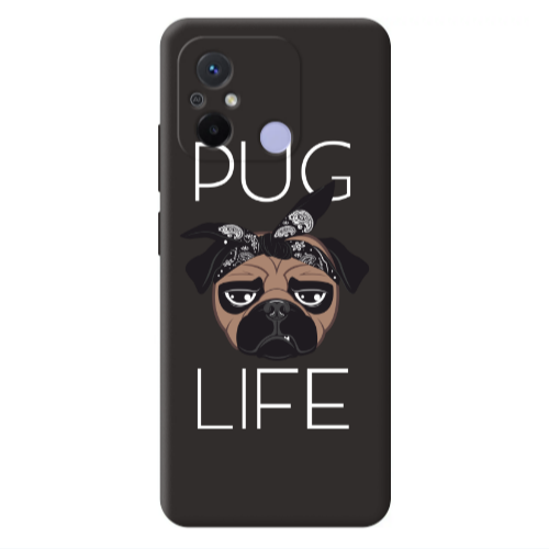Xiaomi Redmi 12C Pug Life Black Colored Silicone TPU Θήκη