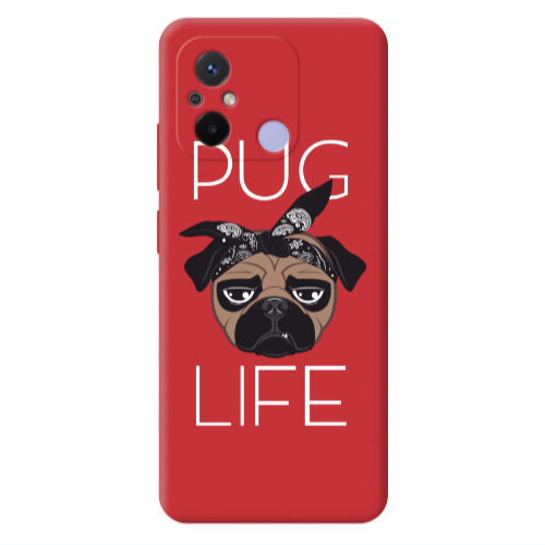 Xiaomi Redmi 12C Pug Life Red Colored Silicone TPU Θήκη