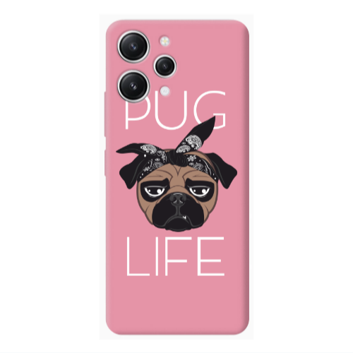 Xiaomi Redmi 12 Pug Life Pink Colored Silicone TPU Θήκη