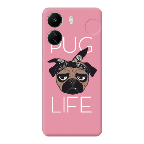 Xiaomi Redmi 13C Pug Life Pink Colored Silicone TPU Θήκη