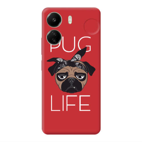 Xiaomi Redmi 13C Pug Life Red Colored Silicone TPU Θήκη