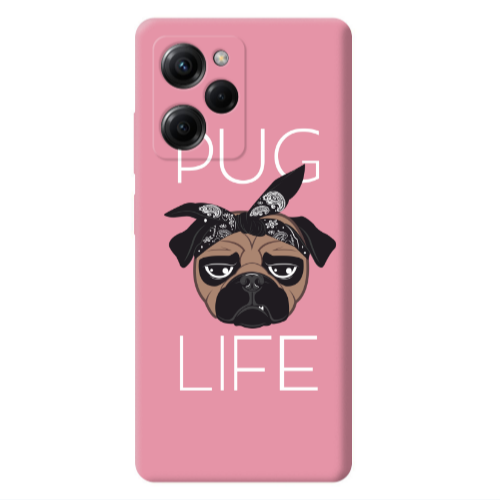 Xiaomi Poco X5 Pro Pug Life Pink Colored Silicone TPU Θήκη