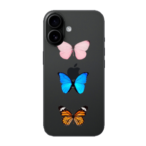 Apple Iphone 16 plus Triple Butterfly Transparent Silicone TPU Θήκη