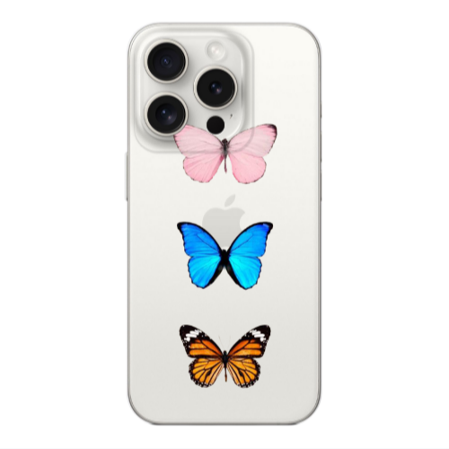 Apple Iphone 16 Pro Max Triple Butterfly Transparent Silicone TPU Θήκη