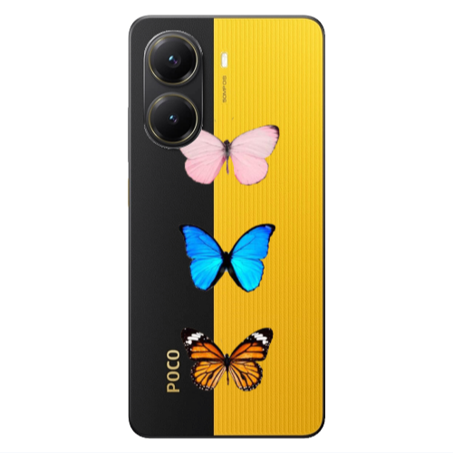 Xiaomi Poco X7 Pro Triple Butterfly Transparent Silicone TPU Θήκη