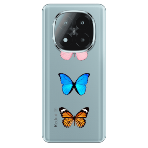 Xiaomi Redmi Note 14 Pro + 5g Triple Butterfly Transparent Silicone TPU Θήκη