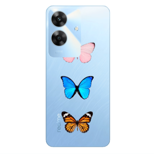 Realme Note 60 Triple Butterfly Transparent Silicone TPU Θήκη