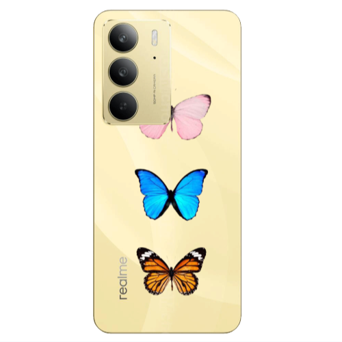 Realme C 75 Triple Butterfly Transparent Silicone TPU Θήκη