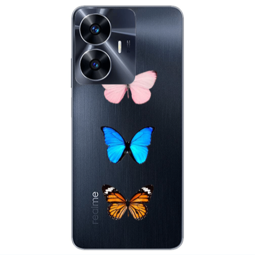 Realme Note 50 Triple Butterfly Transparent Silicone TPU Θήκη