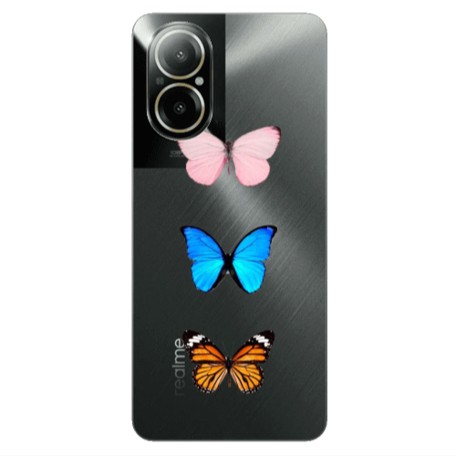 Realme C67 Triple Butterfly Transparent Silicone TPU Θήκη