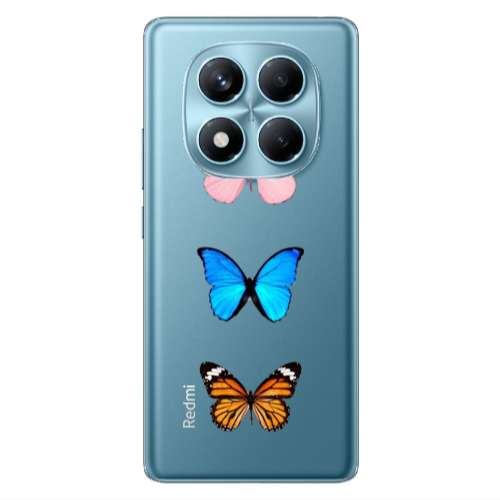 Xiaomi Redmi Note 14 Pro Triple Butterfly Transparent Silicone TPU Θήκη